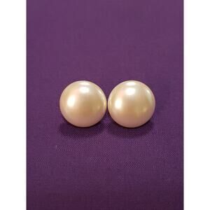 Vintage Sarah Coventry Clip On Earrings Round Off-White Faux Button Shape Pearls